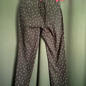 Dark navy and white mini flower jeans.